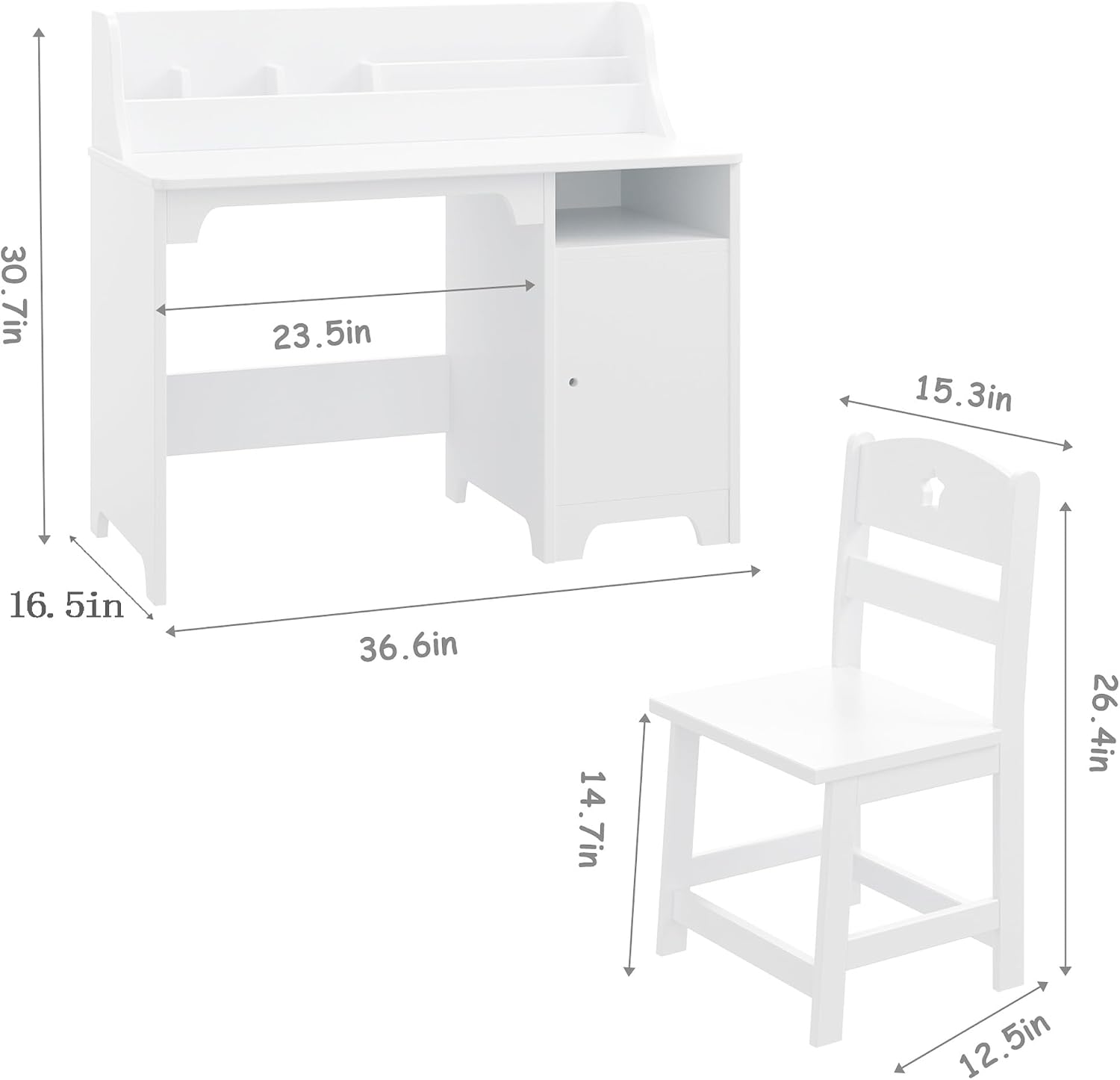 Kids Study Desk with Chair,Wooden Children Study Table, Kids Desk & Chair Sets with Hutch and Storage Cabinet for 3-12 Year Old, Student Writing Desk Computer Workstation for Kids Bedroom & Study Room
