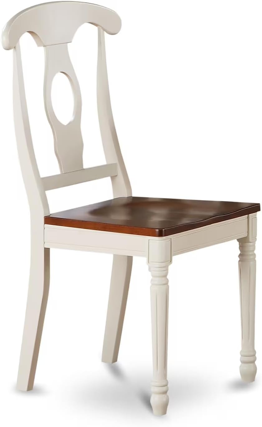 East West Furniture HLKE3-BMK-W 3 Piece Kitchen Table Set for Small Spaces Contains a Round Dining Room Table with Pedestal and 2 Solid Wood Seat Chairs, 42x42 Inch, Buttermilk & Cherry