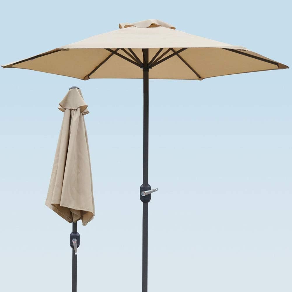 LSLYTQ Outdoor Garden Parasols Garden Parasols 6 Feet Outdoor Table Umbrella with Crank 6 Iron Ribs, Market Umbrella for Pool, Beach, Garden, Restaurant,Without Parasol Base good