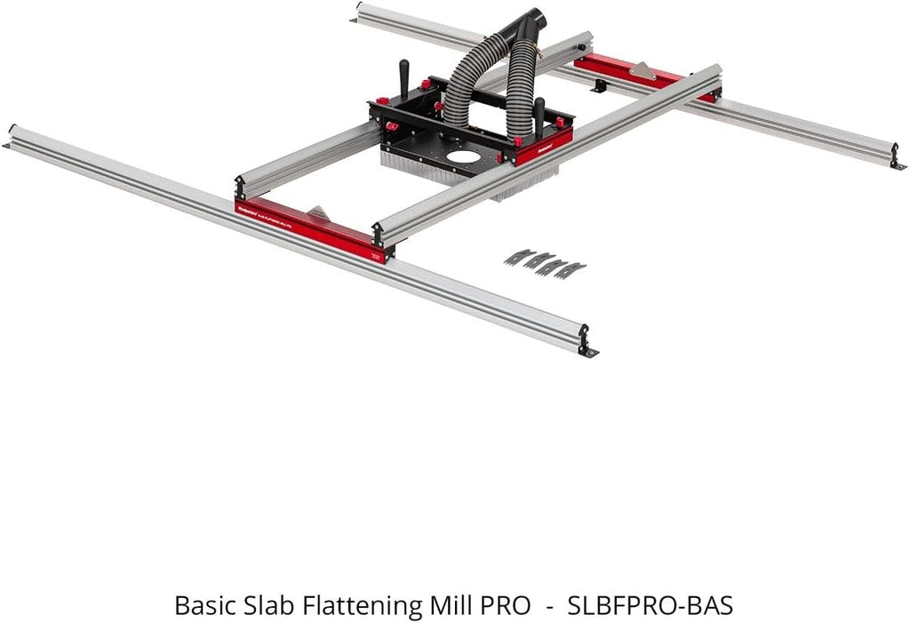 Woodpeckers Slab Flattening Mill Pro, Basic, 48'x58' Capacity, USA Made Wood Slab Leveling Jig, Integrated Dust Collection, Router Sled, Rails, Clamping Dogs