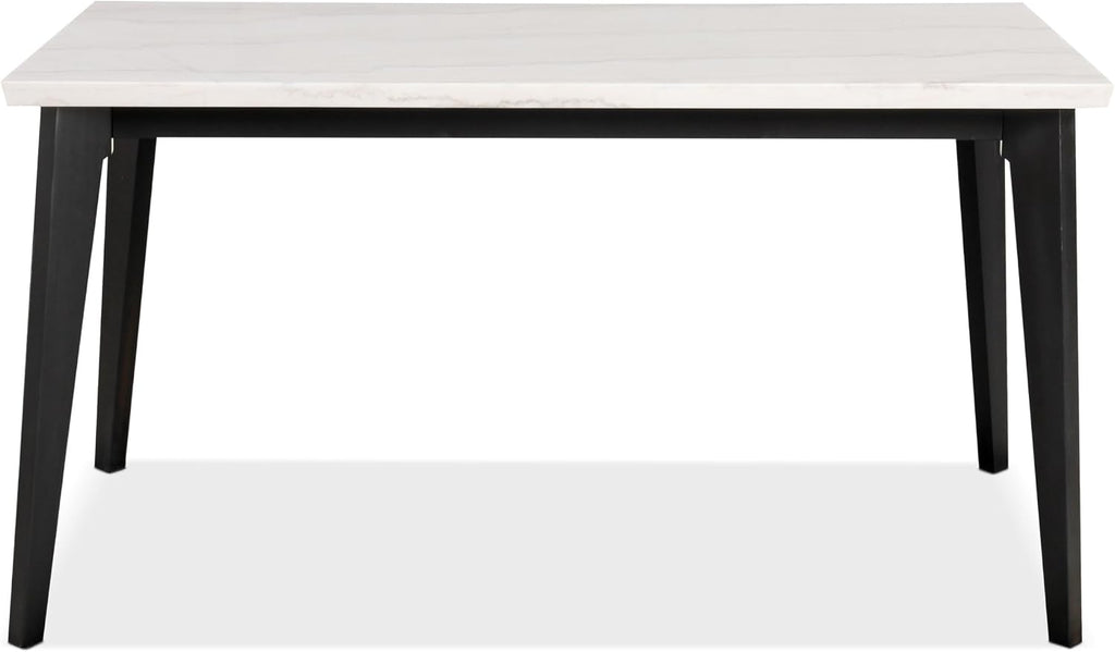 Furniture of America Isolde Contemporary 70-inch Marble Top Rectangular Counter Height Dining Table with Tapered Legs, Easy Assembly for Home Kitchen, Living Room, Dinettes, Black and White