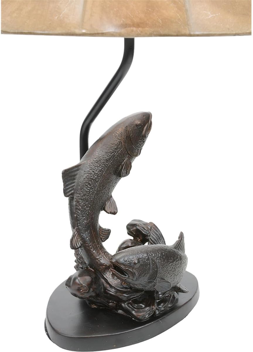 BLACK FOREST DECOR - Fish Pair Table Lamp for Cabin, Living Room, Nightstand, Desk - Nautical Home Décor - 24.5' x 14.75'
