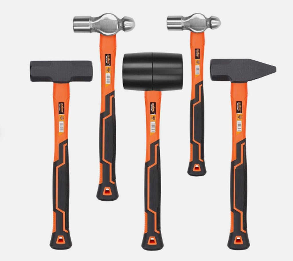 5PC Hammer Set 16/32OZ Ball Pain 32OZ Rubber 3lb Sledge 3lb Cross Hammer