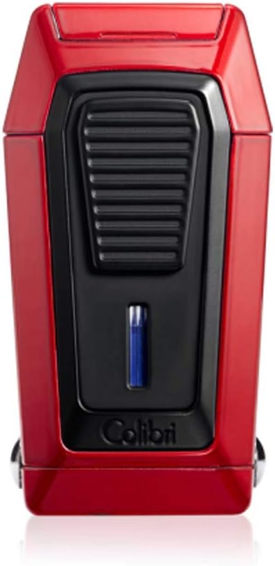 Colibri Quantum Triple Jet Lighter with Integrated Spring Loaded V-Cut Cigar Cutter for up to a Large 60+ Ring Gauge, Wind Resistant, Altitude Tested, Refillable Butane (Red)