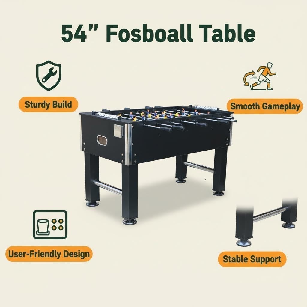 55'' Soccer Table, Large Size Foosball Game Table for Adult, Football Table with Cup Hloders & Sturdy Leg for Game Rooms & Parties