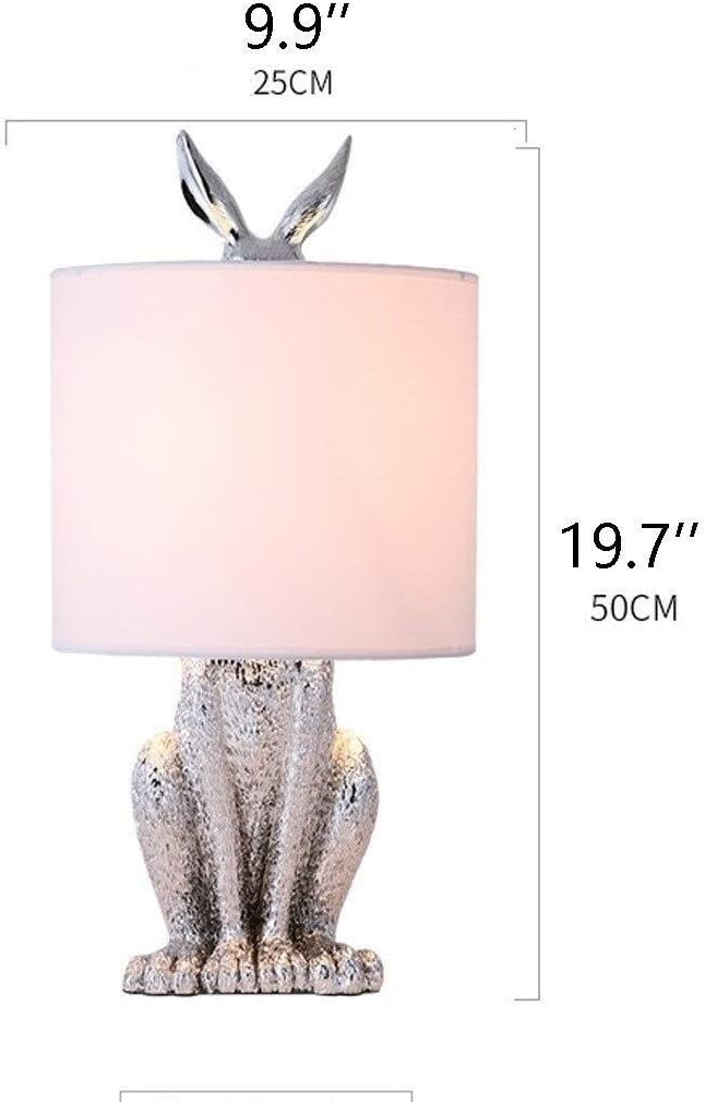LED Desk Lamp Table Lamp Simple Design Bedroom Bedside Lamp Restaurant Study Masked Rabbit Resin Creative Table Lamp Table Lamp Reading Lamp (Color : Silver)