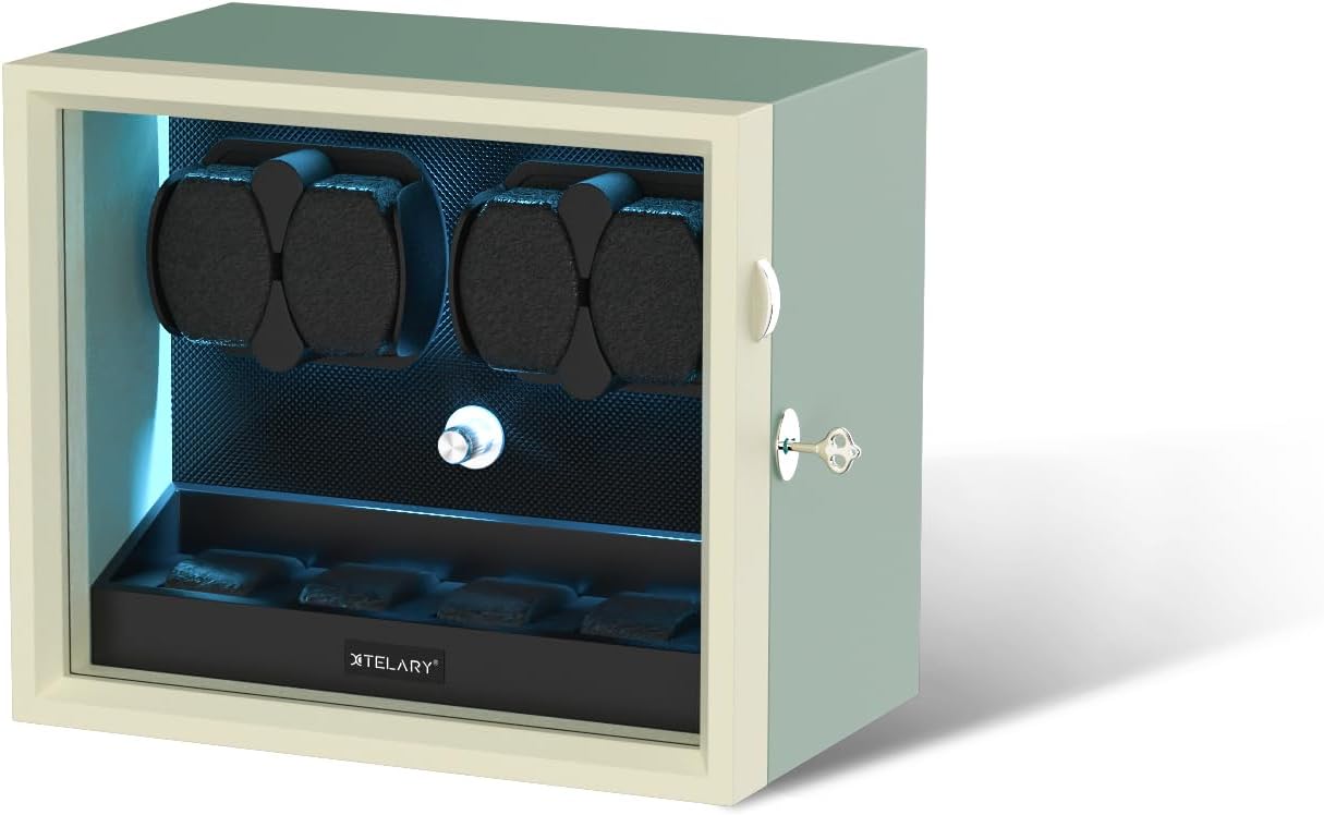 XTELARY Lockable Automatic Watch Winder - 4/6/8/12 Watch Storage, 4 Rotation Modes, Quiet Motor, Backlight