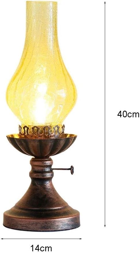 LED Desk Lamp 2-piece Set Old Fashioned Electric Lantern Oil Lamp Bronze Antirust Nightstand Desk Table Lamps Antique Light for Study Room Bedroom Theatre Prop Table Lamp Reading Lamp