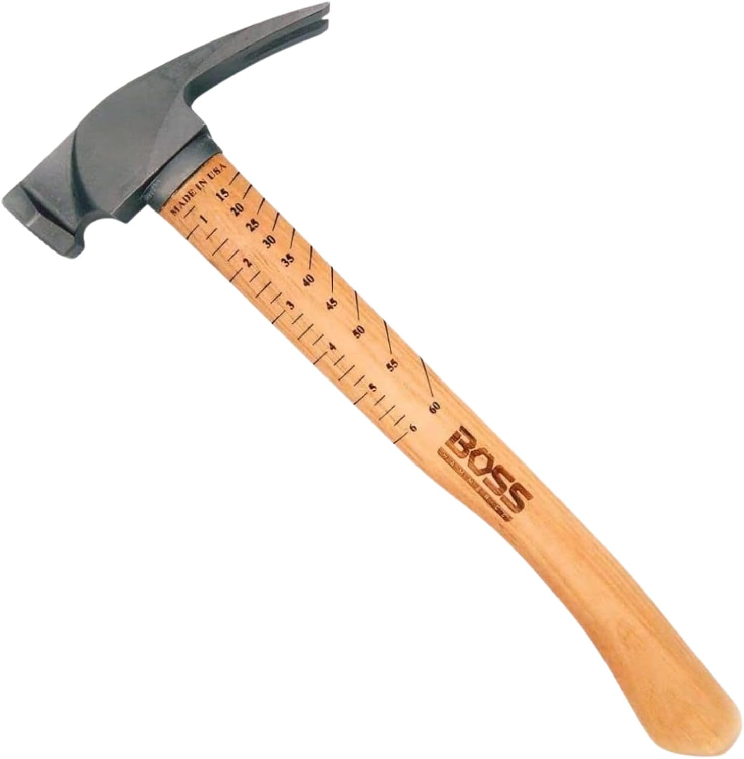 Boss Hammer 12 oz. Ti64 Construction Grade Titanium Hammer - Tennessee Hickory Handle - Framing Square, Rip Claw Design, Magnetic Nail Starter, Milled Face - Made in the USA - BH12TIHI16M