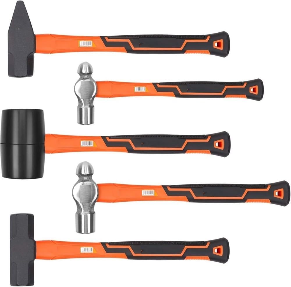5-Pcs Hammer Set/Ball Pein Hammer/Rubber Mallet/Sledge Hammer/Cross Pein Hammer NEW