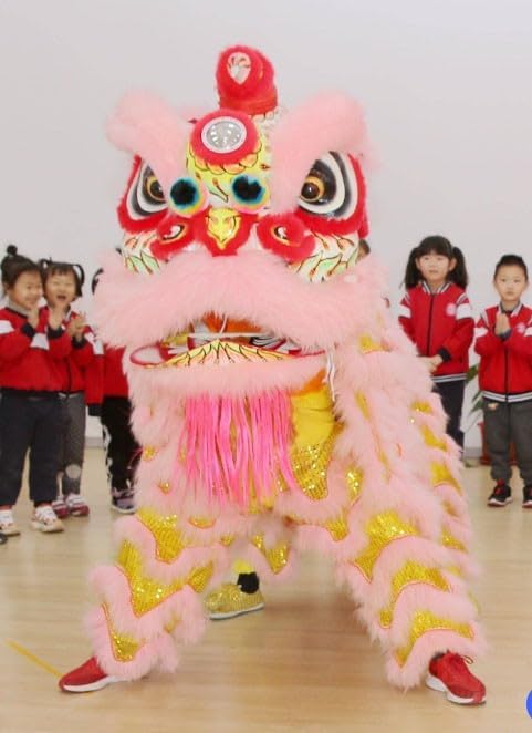 12 Inch Double Lion Dance Mascot Costume Chinese Traditional Dragon Lion Dance for 15+ Age Party Carnival Festivall(Orange)