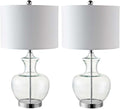 SAFAVIEH Lighting Collection Bilsor Clear/ Chrome 25-inch Bedroom Living Room Home Office Desk Nightstand Table Lamp Set of 2 (LED Bulbs Included)