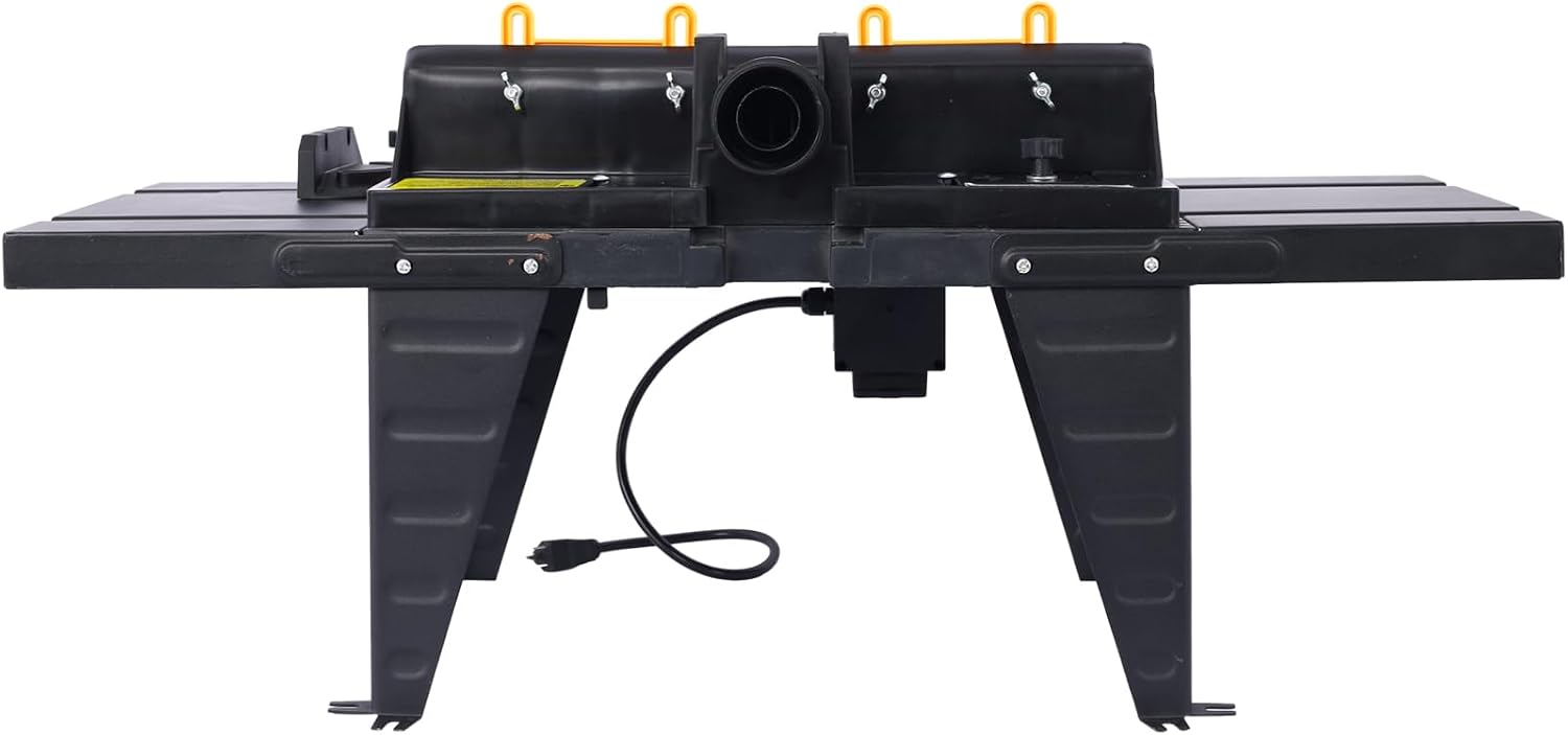 Electric Benchtop Router Table, Heavy-Duty Woodworking Tool with Steel Stands & Aluminum Milled Table, Workbench for Precision Woodworking Tasks