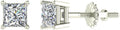 Diamond Earrings for womens Princess Cut studs 14K Gold Gift Box Authenticity Cards (G, I1)