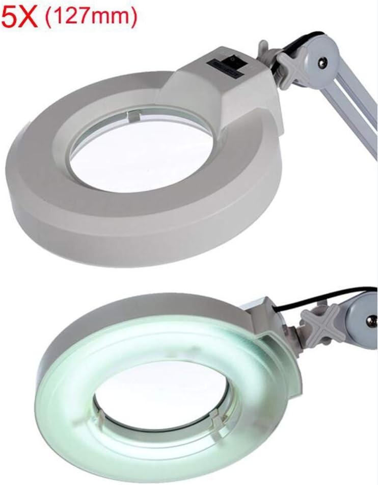 Magnifying Floor Lamp Adjustable Swivel Arm Beauty Magnifier Light 5X Magnifier LED Light with Rolling Floor Stand