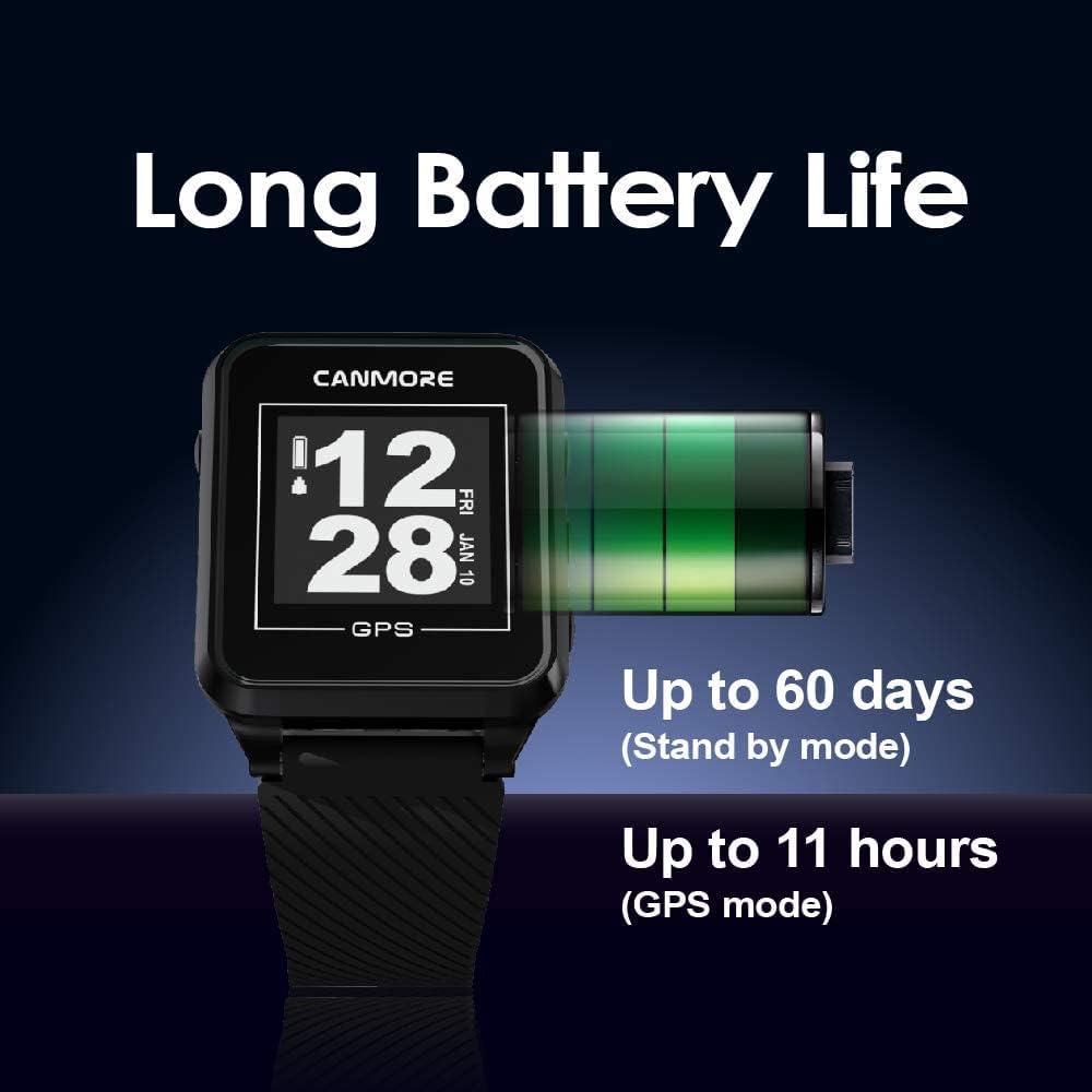 CANMORE TW353 Golf GPS Watch for Men and Women, High Contrast LCD Display, Free Update Over 41,000 Preloaded Courses Worldwide, Lightweight Essential Golf Accessory for Golfers, Black/Gray