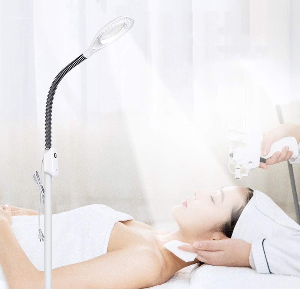 Magnifying Floor Lamp 5X LED Magnifying Floor Lamp - Daylight Bright Full Spectrum Magnifier Illuminated Glass Lens - Height Adjustable Gooseneck Standing Lamp
