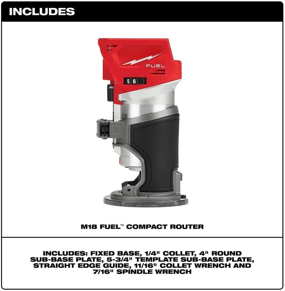 2723-20 Variable speed Power Routers for Milwaukee M18 FUEL Cordless Compact Fixed Base Router - Bare Tool