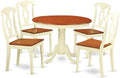 East West Furniture HLKE5-BMK-W 5 Piece Kitchen Table Set for 4 Includes a Round Dining Table with Pedestal and 4 Dining Room Chairs, 42x42 Inch, Buttermilk & Cherry