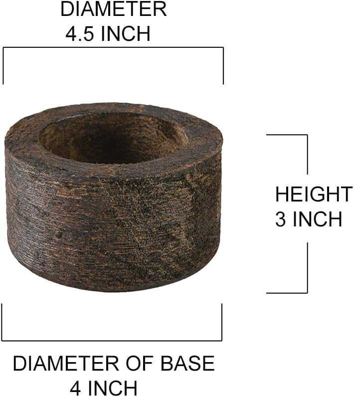 Serene Spaces Living Dark Wood Plant Pot (Set of 12) - 2.8' x 4.5' - Stylish Indoor Wooden Pots Perfect for Small Plants, Succulents, and Home Decor Accents, Food Safe