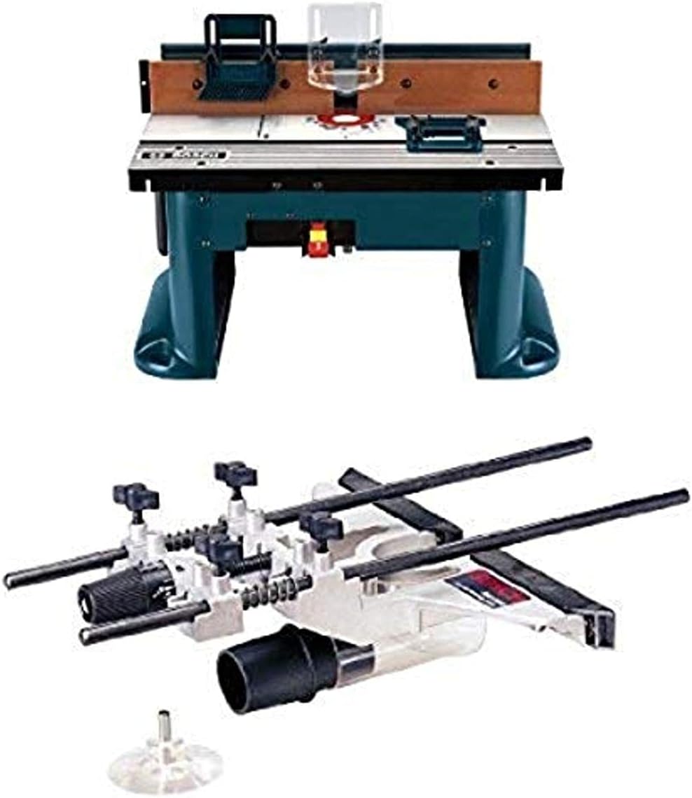 Bosch Benchtop Router Table with Deluxe Router Edge Guide With Dust Extraction Hood & Vacuum Hose Adapter