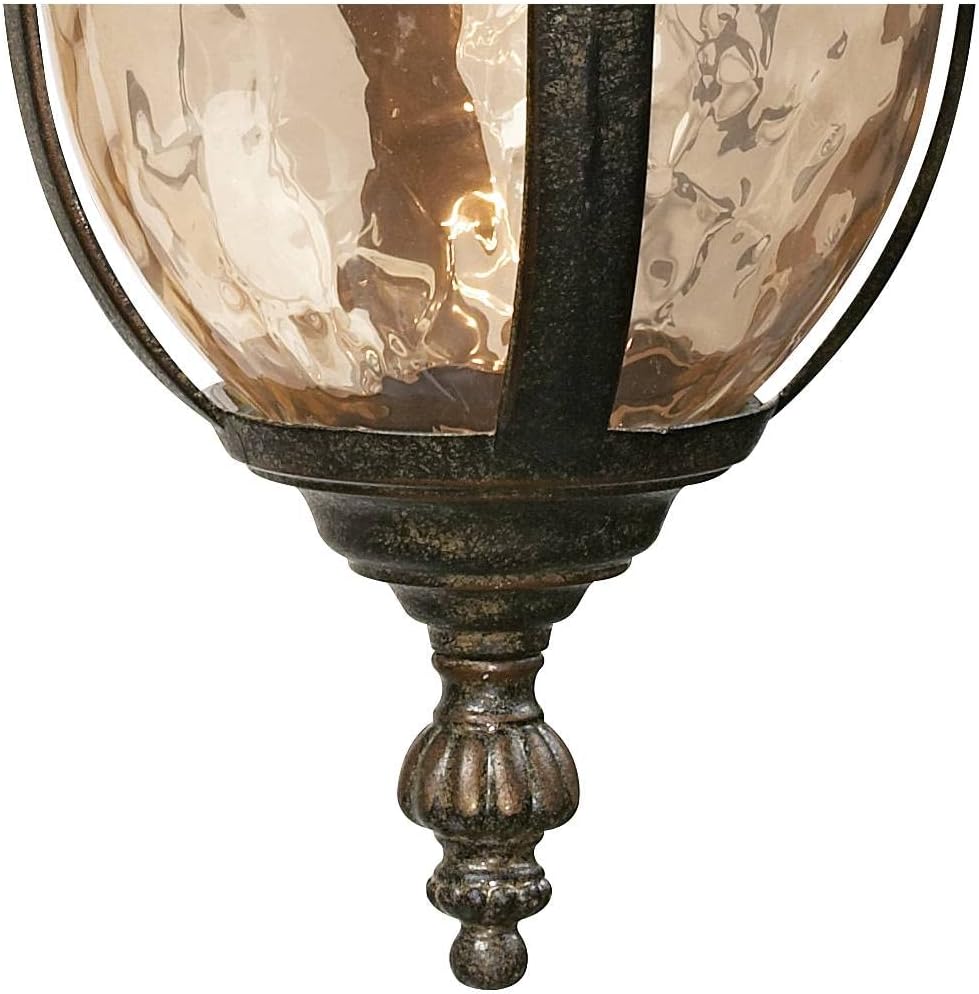 John Timberland Bellagio Rustic Downbridge Outdoor Wall Light Fixtures Set of 2 Veranda Bronze 16 1/2' Champagne Hammered Glass for Post Exterior Barn Deck House Porch Yard Patio Outside Garage