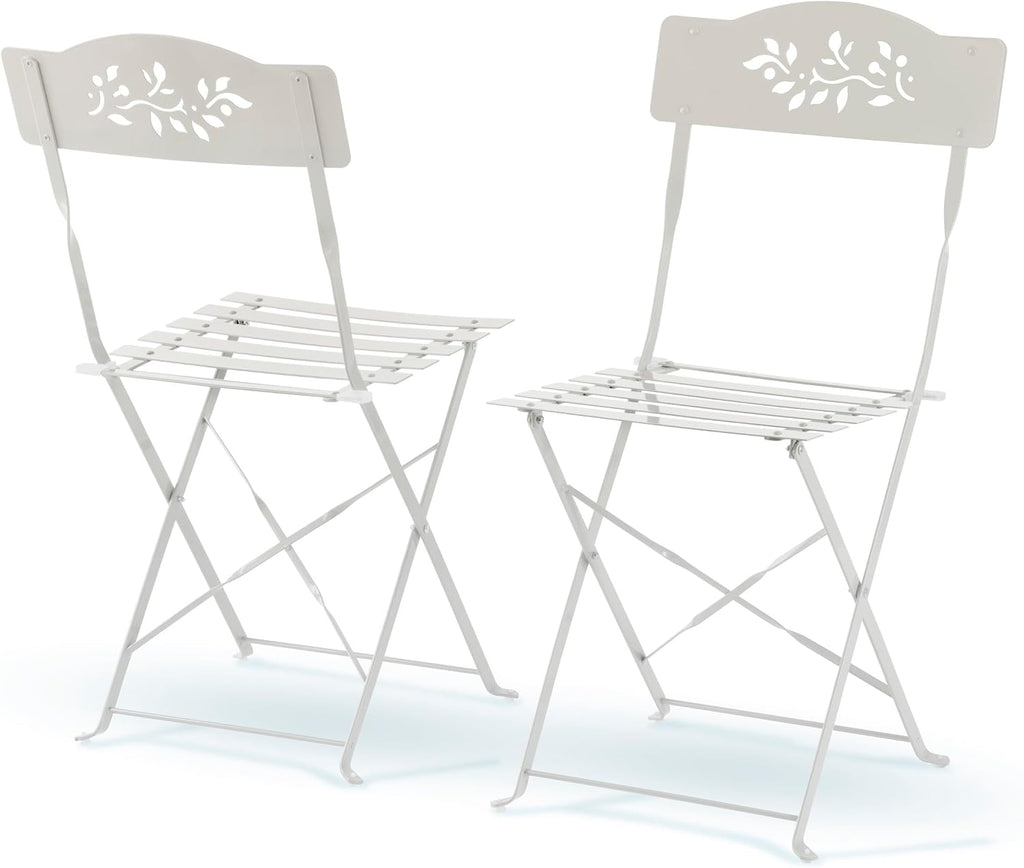 Alpine Corporation Indoor/Outdoor 3-Piece Bistro Set Folding Table and Chairs Patio Seating, White