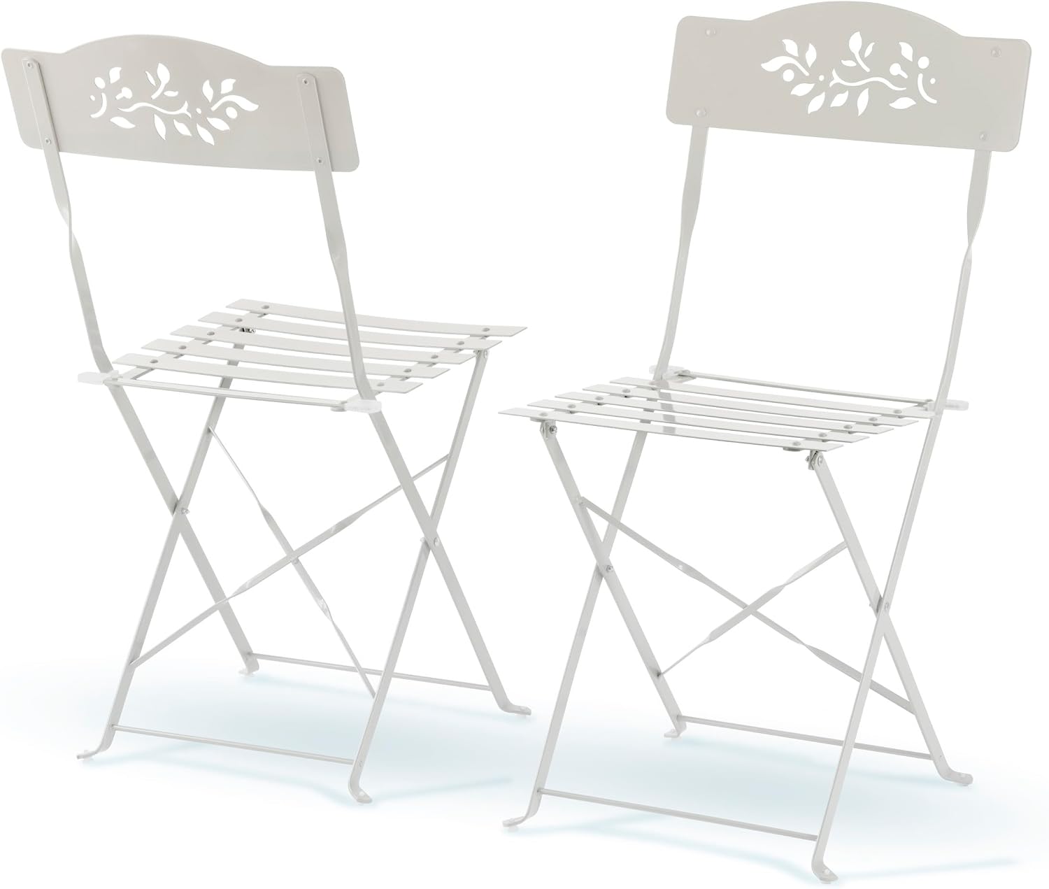 Alpine Corporation Indoor/Outdoor 3-Piece Bistro Set Folding Table and Chairs Patio Seating, White