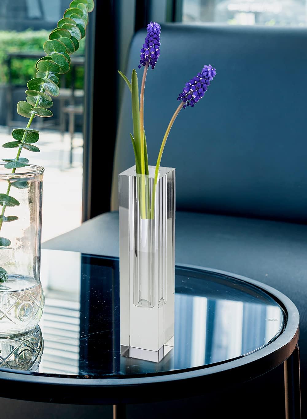 Serene Spaces Living Medium 7' Modern Crystal Square Bud Vase, Decorative Single Flower Vase for Wedding Centerpieces, Events, Parties, Home Décor Accents, Pack of 12