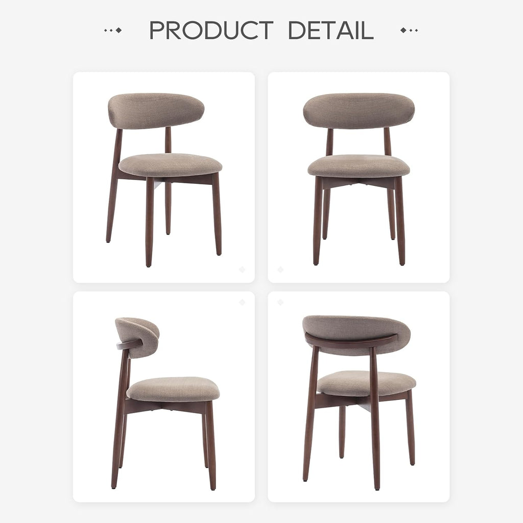COLAMY Wooden Dining Chairs Set of 6, Modern Fabric Upholstered Kitchen Side Chairs, Farmhouse Dining Room Chair with Foot Pegs, Camel