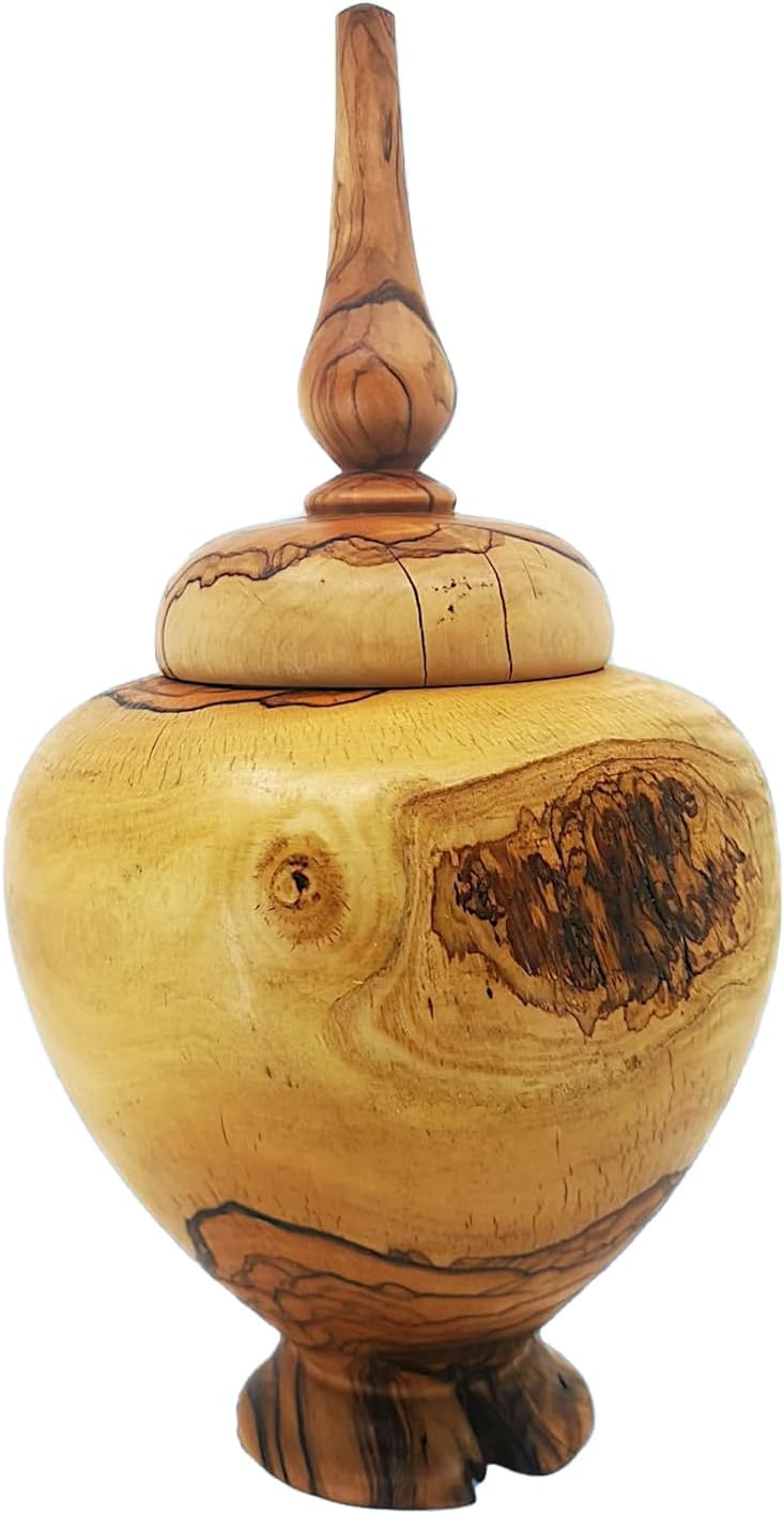 Hand-Turned Olive Wood Lidded Box - Decorative Vase, Rustic Home Decor, Jewelry Box, Unique Gift, New Home & Housewarming Wood Decor