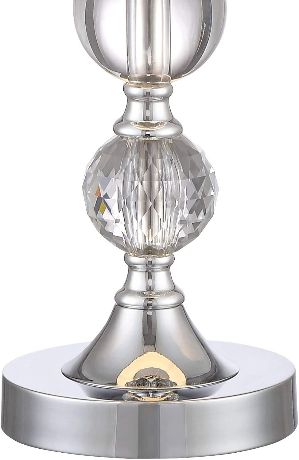 360 Lighting Solange Luxury 3-Way Table Lamps 25' High Set of 2 with Table Top Dimmers Stacked Crystal Ball Silver White Tapered Drum Shades for Living Room Bedroom House Nightstand Home