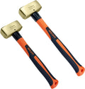 WEDO 2PCS Sledge Hammer,1lb+2lb,500g+1000g Brass Head,Shock Absorption Fiberglass Handle, Brass Hammer Set German Type,One-time Die-forged,Corrosion Resistant, DIN Standard