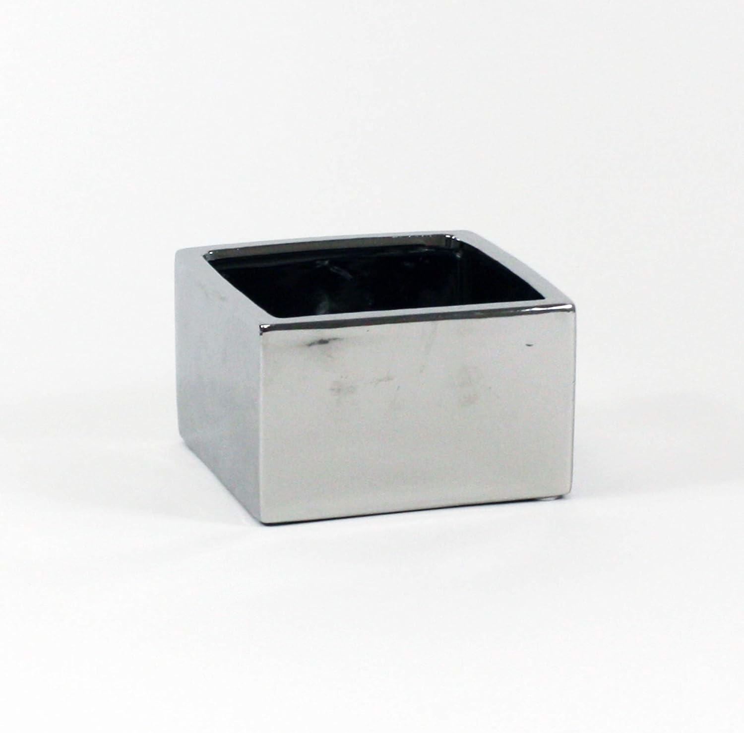 WGV Block Ceramic Vase Bulk, Width 6', Height 4', Elegant Morden Short Square Floral Planter Terrarium Container Table Dresser for Event Accent Home Office Decor Silver 12 Pieces