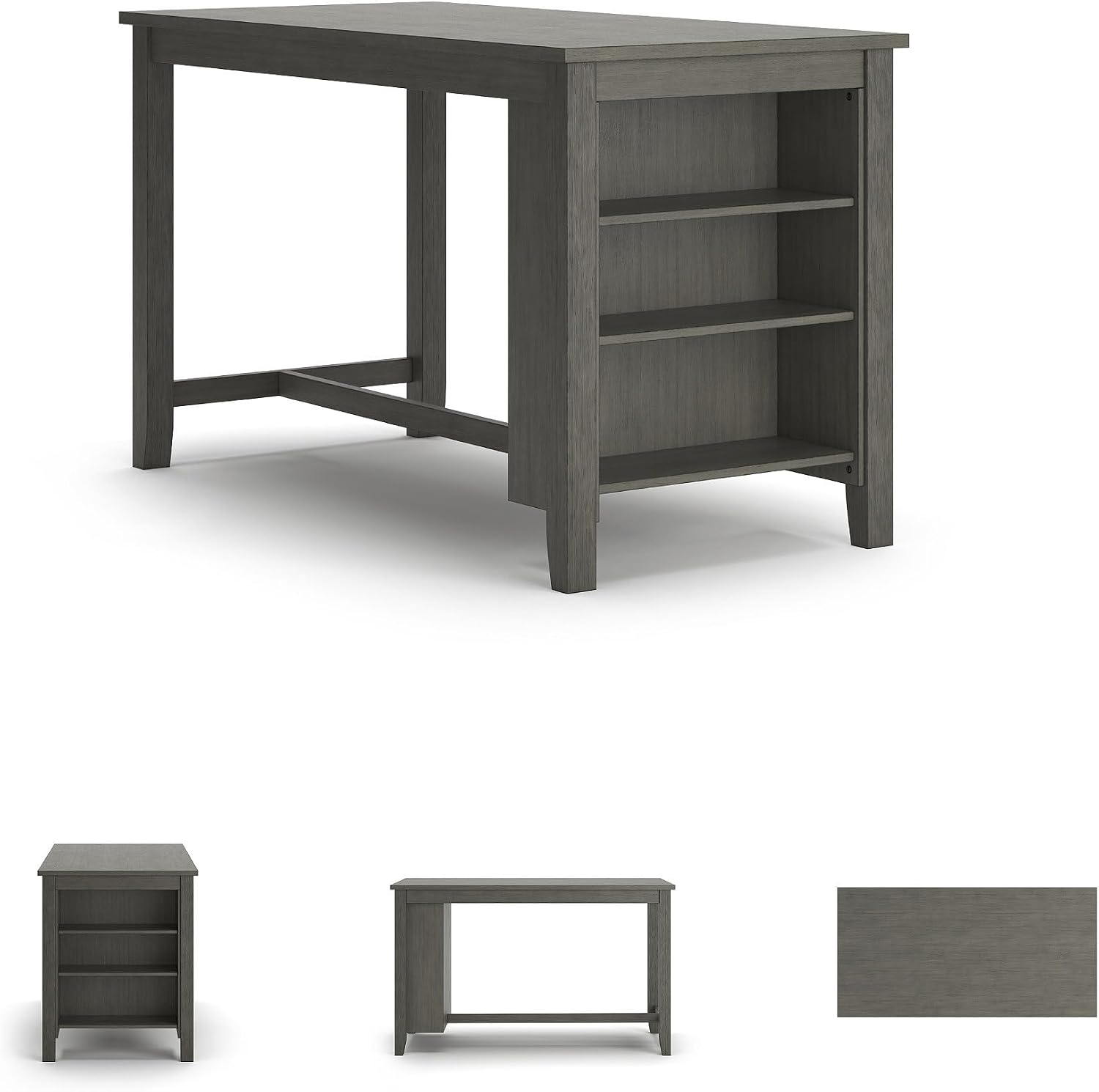 Signature Design by Ashley Caitbrook Dining Table, Counter Height Table With Shelves, Wood Construction In Antiqued Gray Wash, Space‑Saving For Small Rooms And Kitchens