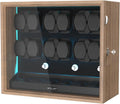 XTELARY Lockable Automatic Watch Winder - 4/6/8/12 Watch Storage, 4 Rotation Modes, Quiet Motor, Backlight