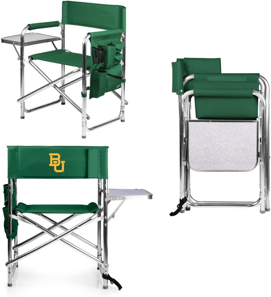 PICNIC TIME NCAA Baylor Bears Sports Chair with Side Table - Beach Chair - Camp Chair for Adults