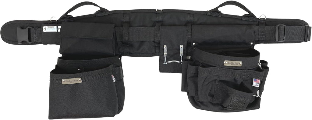 BOULDER BAG Ultimate Electrician's MAX Combo with Comfort Back Support Tool Belt, Quick Release Buckle, Heavy Duty Tool Belt, Black, (Medium 28-32 Inch Waist), Tool Belt Made in USA