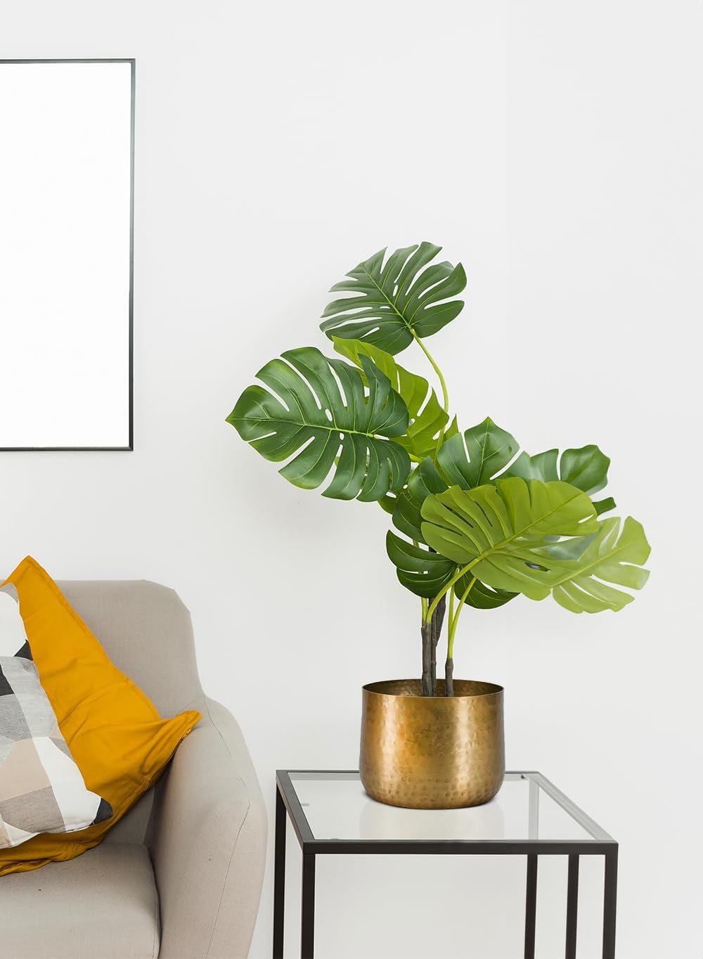 Serene Spaces Living Antique Brass Look Gold Hammered Pots, Indoor Planter Pot, Decorative Accent for Potted Plants, Gold Flower Vase for Wedding, 7' Diameter and 5.25' Tall, Pack of 6