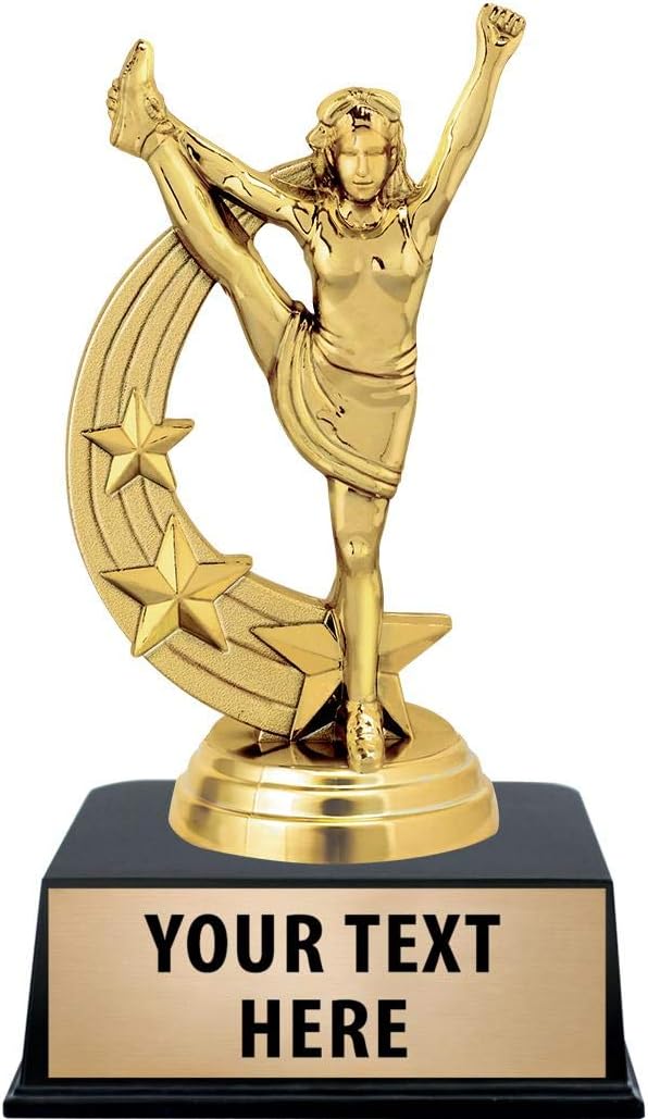 Crown Awards Cheerleading Trophies with Custom Engraving, 6' Personalized Star Cheerleader Award Trophy On Black Base