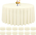 12 Pack Round Tablecloths - 120 Inch, Beige Polyester Table Cover for Round Table, Stain and Wrinkle Resistant Washable Fabric, Wedding Banquet Parties