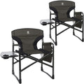 EVER ADVANCED Aluminum Lightweight Folding Director Chair, 350lbs Heavy Duty Camping Chair with Side Table & Storage, 19' Joint-Friendly Height Easy to Stand, Portable Makeup Artist & Vendor Chair