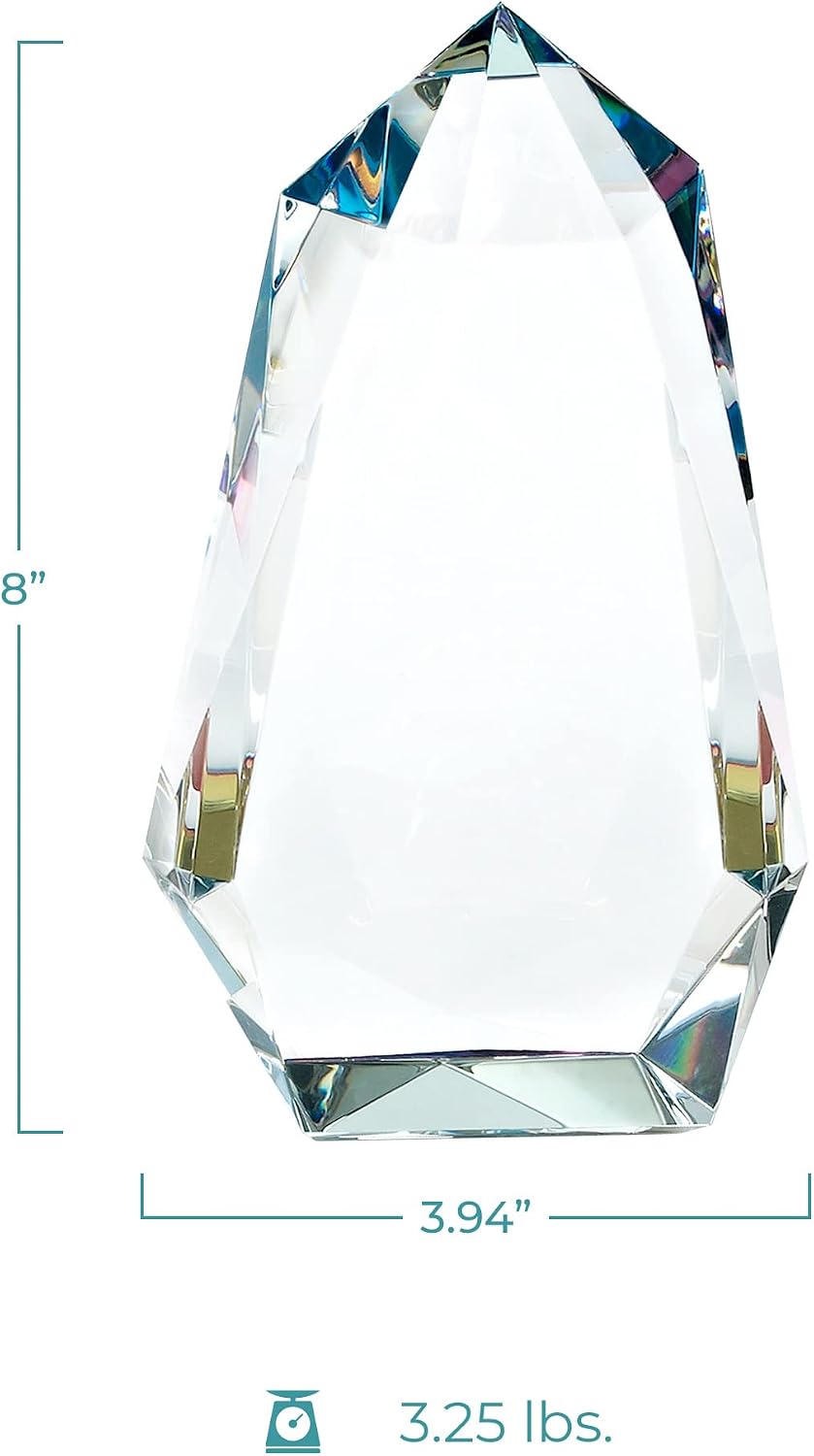 Baudville Engraved Vibrant Luminary Crystal Trophy - Prism Shaped Award