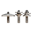Infinity Tools 1/2' Shank 3-Pc Cabinet Door Router Bit Set – Factory-Matched Raised Panel & Rail & Stile Bits with Free Setup Block (Bevel)