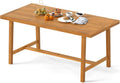 HAPPYGRILL Outdoor Acacia Wood Dining Table 63', Patio Wooden Table for 6, with Slatted Tabletop, 1.97' Umbrella Hole & Cover, for Backyard, Deck, Porch