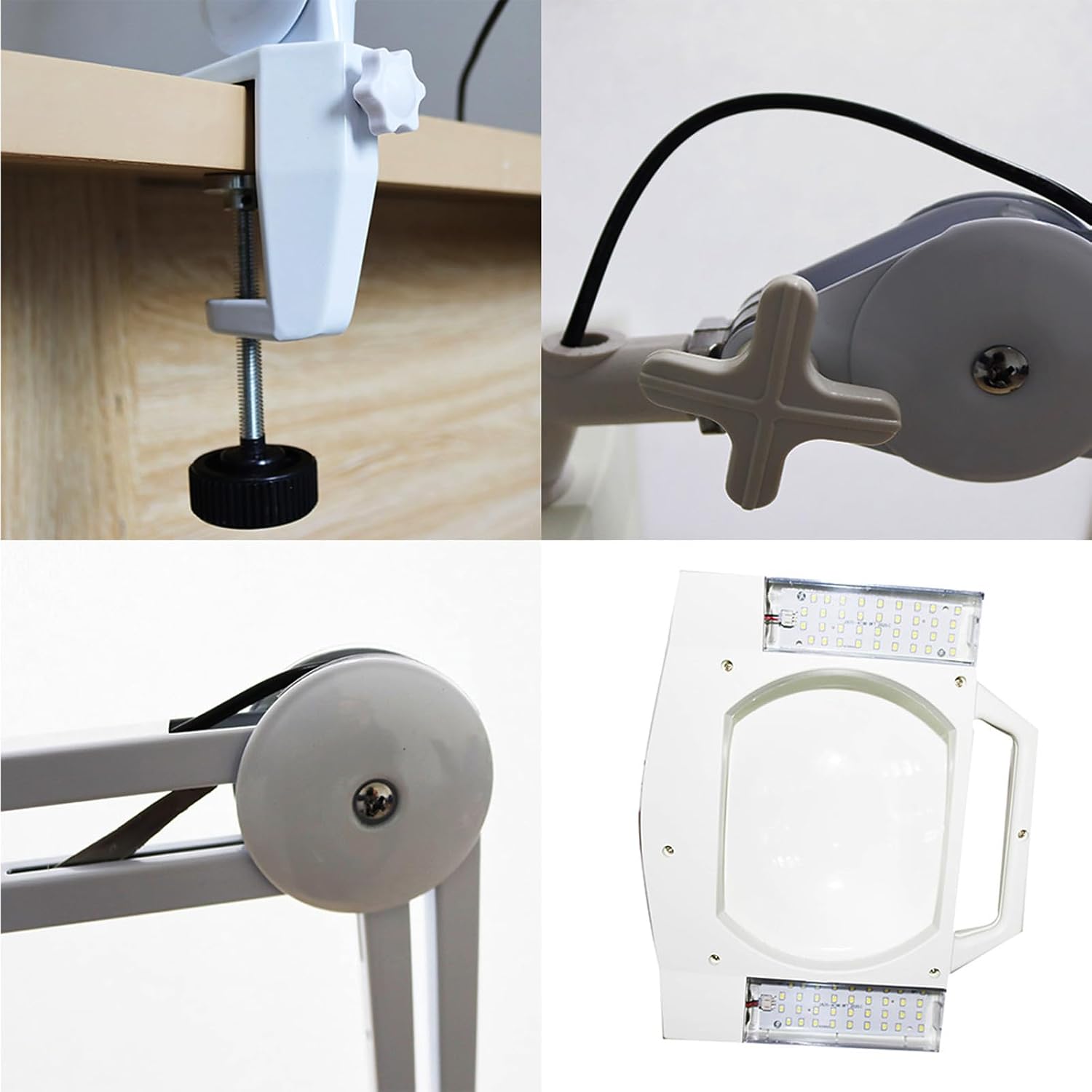 10X Magnifying Glass with Light and Clamp Led Lamp Light Magnifier with Stand Flexible LED Desk Lamp Hands Free for Close Work Reading Repair Crafts 110V White