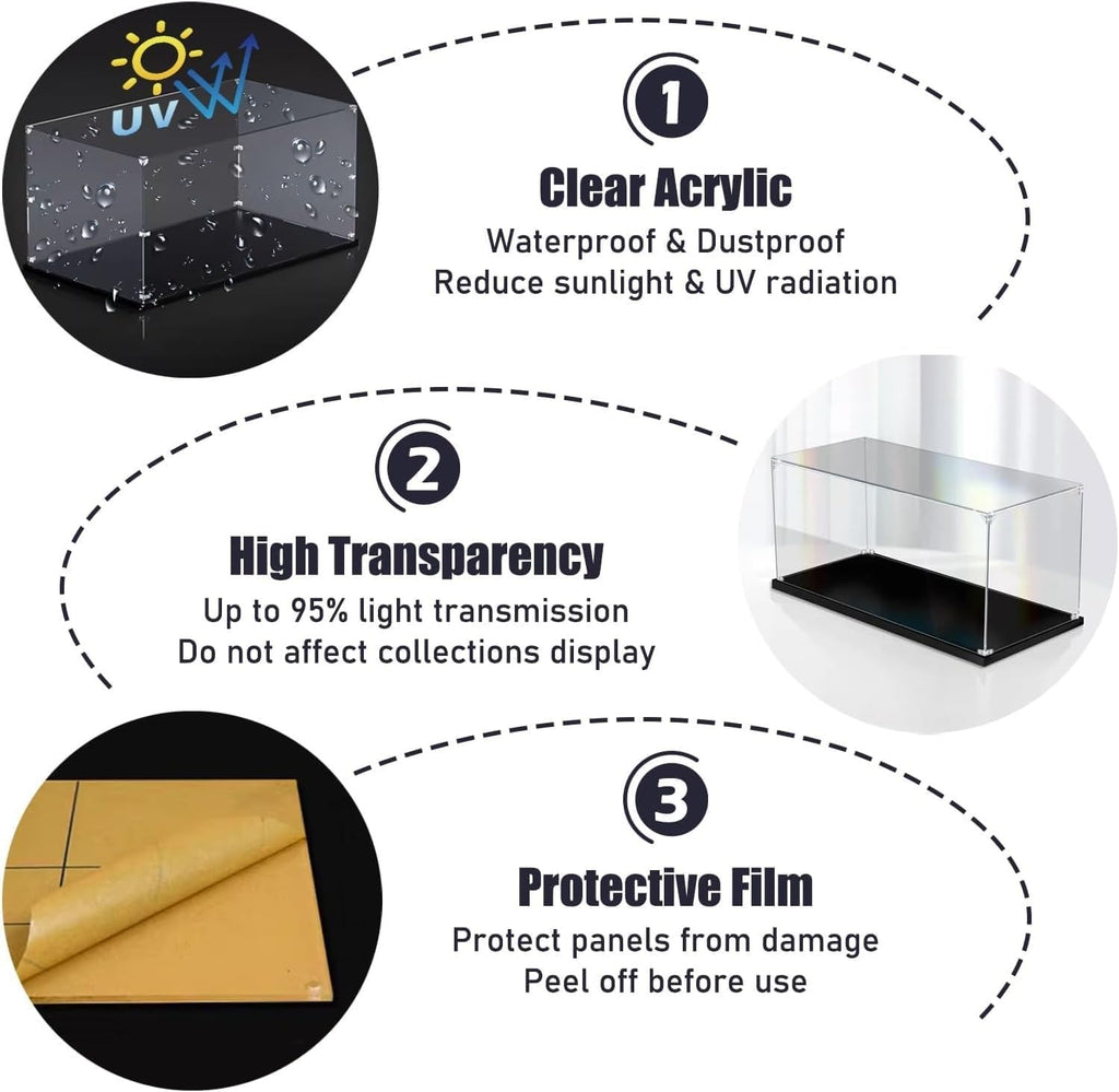 12 14 16 18 20 22 24 26 28 Inch Trophy Holder Clear Acrylic Display Case Assemble Box with Black Base, Dustproof Storage for Souvenirs & Awards(50x50x30cm/20x20x12in)