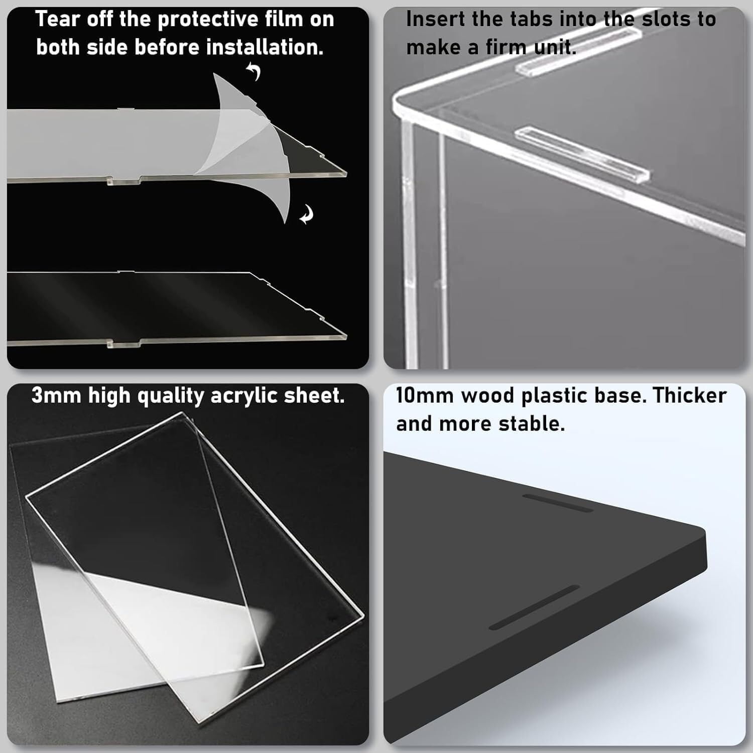 12 14 16 18 20 22 24 26 28 Inch Trophy Holder Clear Acrylic Display Case Assemble Box with Black Base, Dustproof Storage for Souvenirs & Awards(45x45x25cm/1 8x18x10in)