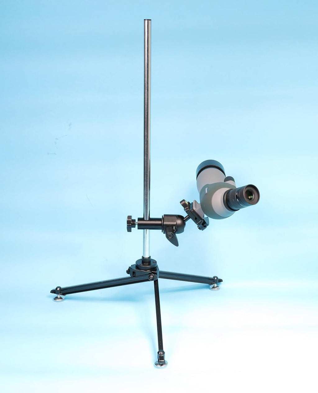Hammers Height Adjustable Prone Benchtop Standing Bullseye 5/8' Stainless Steel Pole Competition Spotting Scope Stand with Bench Mount Plate Crossbar Swivel Ball Head Tripod Base