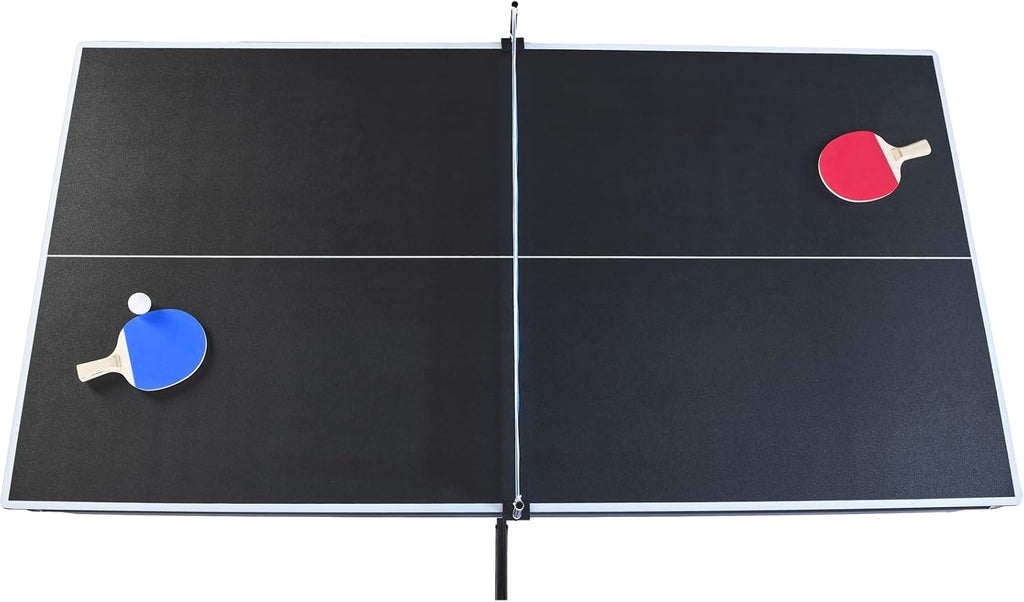 6 ft Pool Table with Table Tennis Top - Black and Red, Space-Saving, Ages, Elegant Design